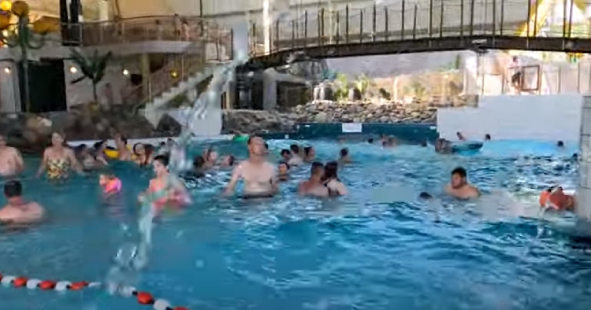 mensen in subtropisch zwembad